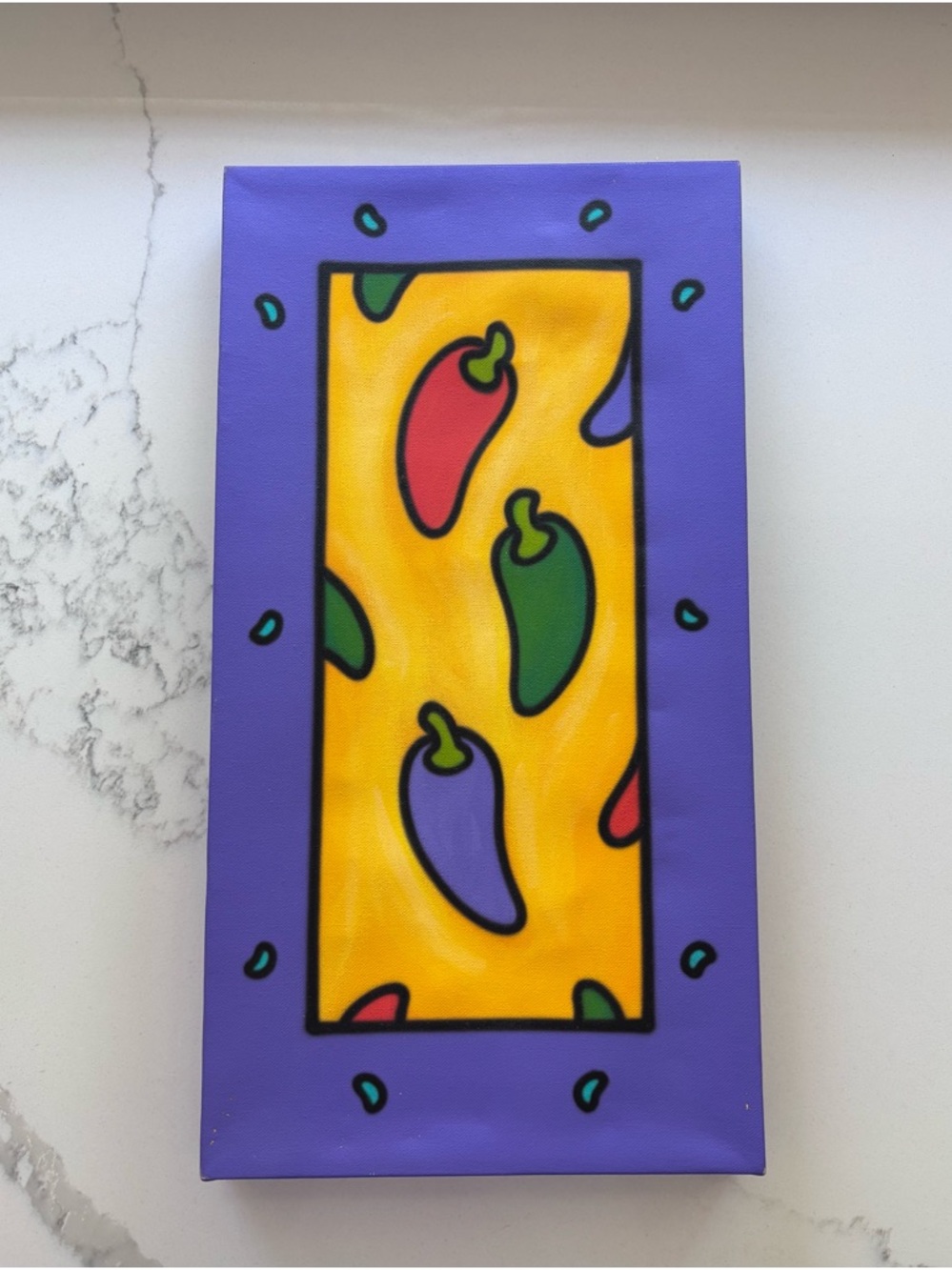 Colorful Pepper Pop Canvas Art - Purple, Yellow, Red, Green